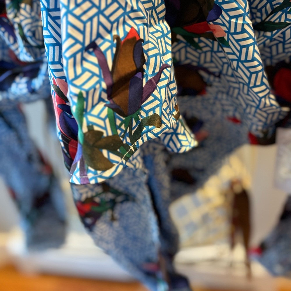 Equipment Blue and Red Patterned Blouse - Picture 8 of 11